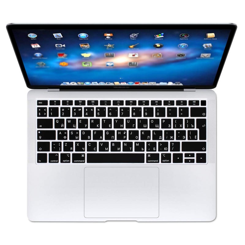 HRH Russian Language Silicone Keyboard Cover Skin for MacBook Air 13 Inch 2018 Release A1932 with Retina Display and Touch ID,European Layout - Image 1